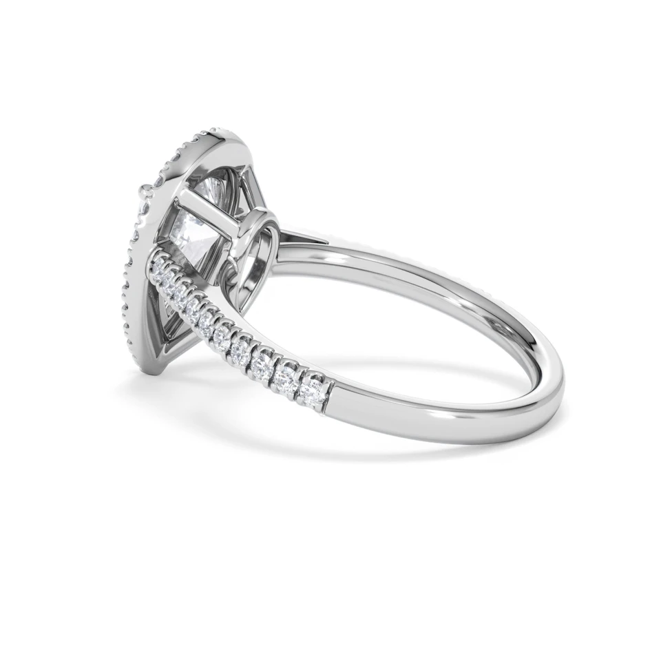 Diana Lab Diamond Pear Halo Engagement Ring 18KW Gold 2.60ct F/VS1