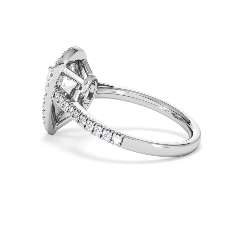 Diana Lab Diamond Pear Halo Engagement Ring 18KW Gold 2.60ct F/VS1
