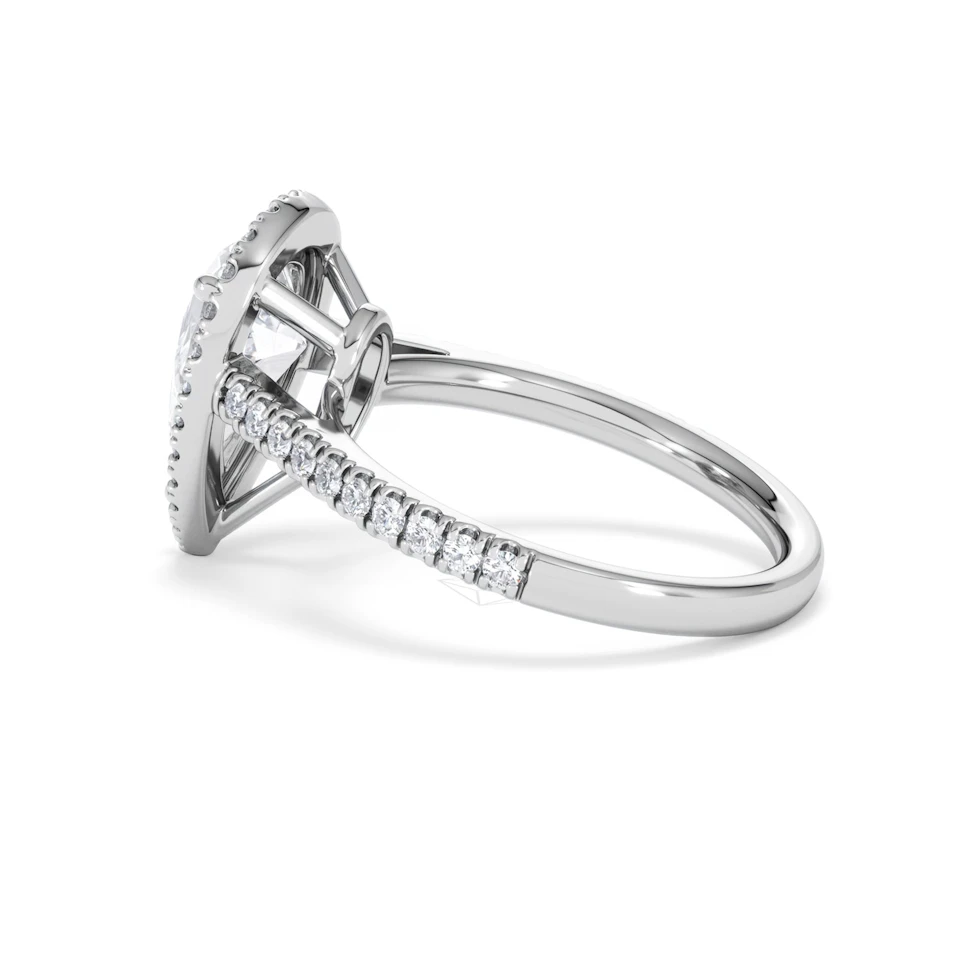 Diana Lab Diamond Pear Halo Engagement Ring Platinum 2.60ct F/VS1