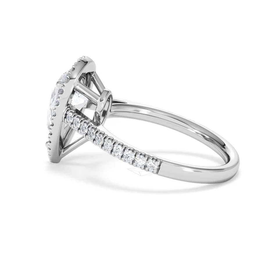 Diana Lab Diamond Pear Halo Engagement Ring 18KW Gold 2.60ct F/VS1