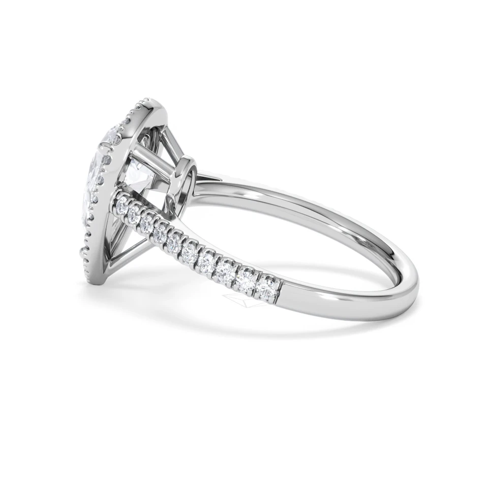 Diana Lab Diamond Pear Halo Engagement Ring Platinum 2.60ct F/VS1