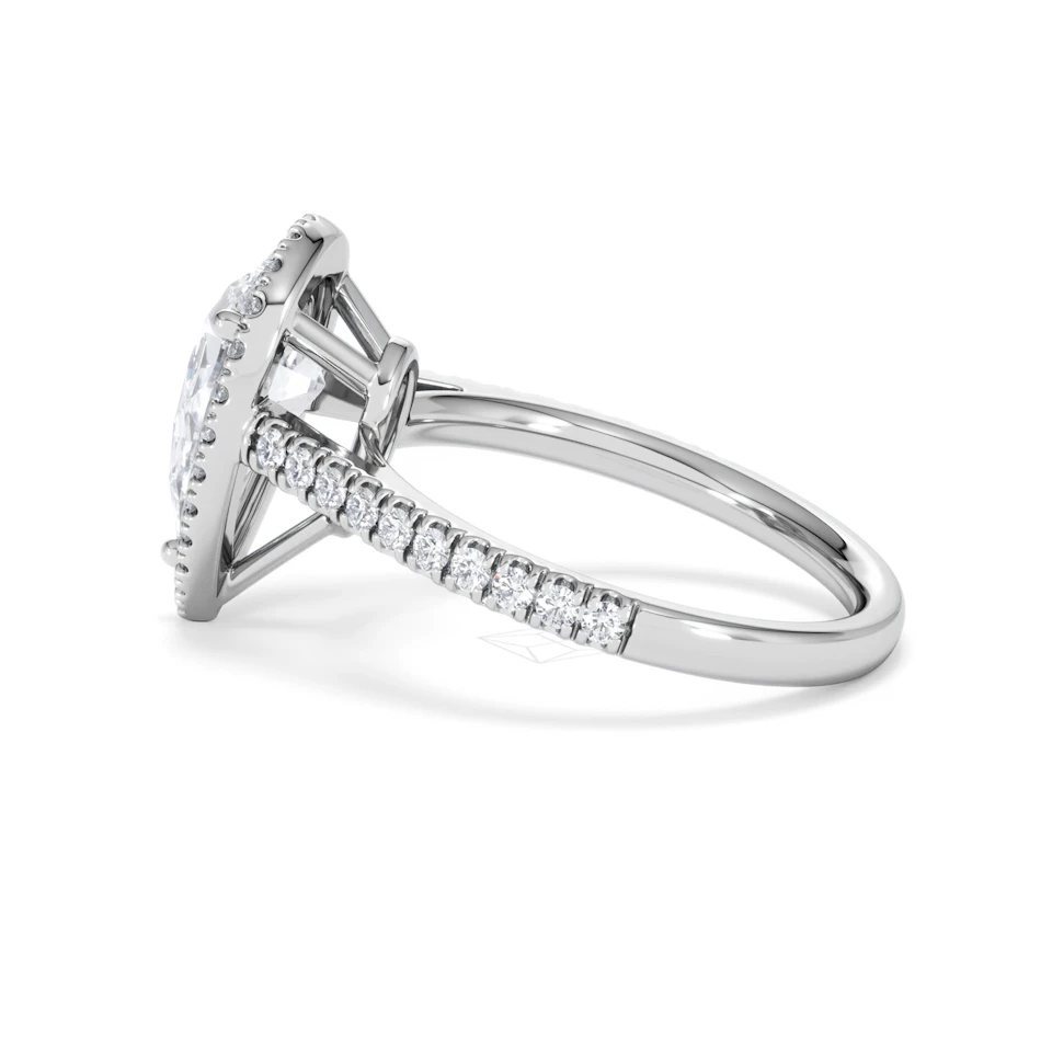 Diana Lab Diamond Pear Halo Engagement Ring 18KW Gold 2.60ct F/VS1