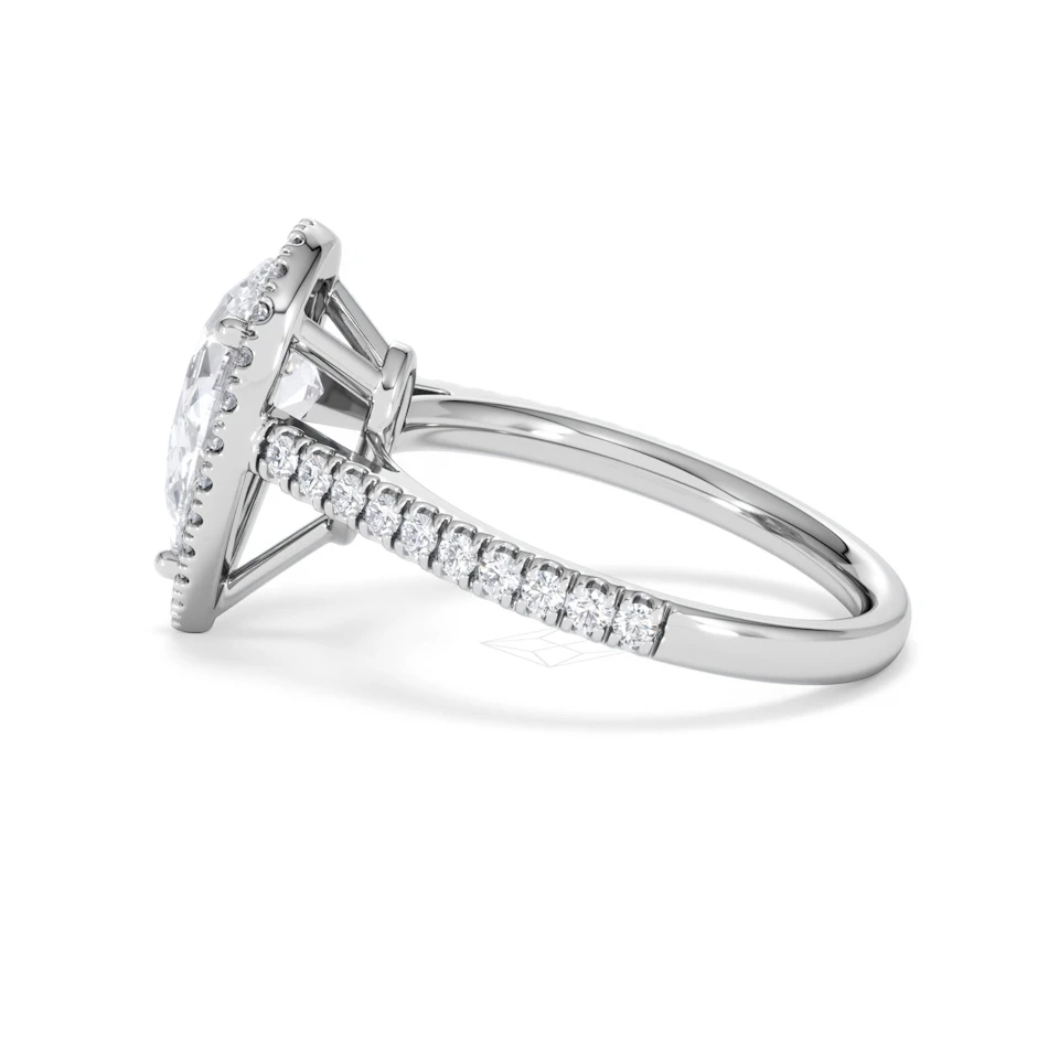 Diana Lab Diamond Pear Halo Engagement Ring 18KW Gold 2.60ct F/VS1