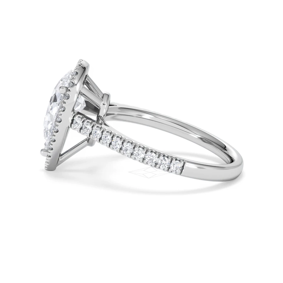 Diana Lab Diamond Pear Halo Engagement Ring 18KW Gold 2.60ct F/VS1