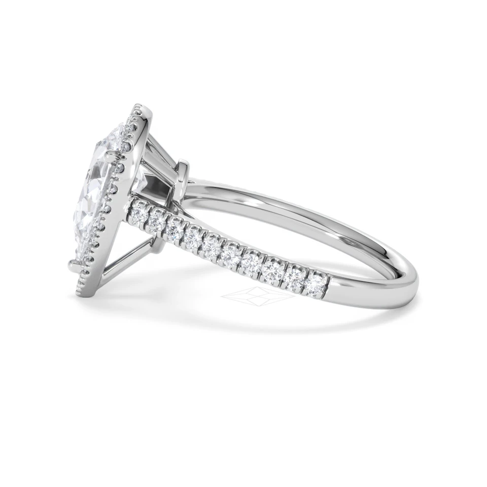 Diana Lab Diamond Pear Halo Engagement Ring Platinum 2.60ct F/VS1