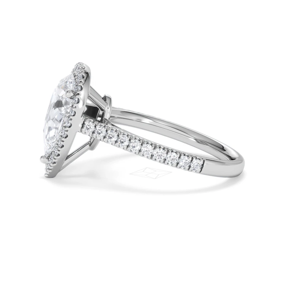 Diana Lab Diamond Pear Halo Engagement Ring Platinum 2.60ct F/VS1