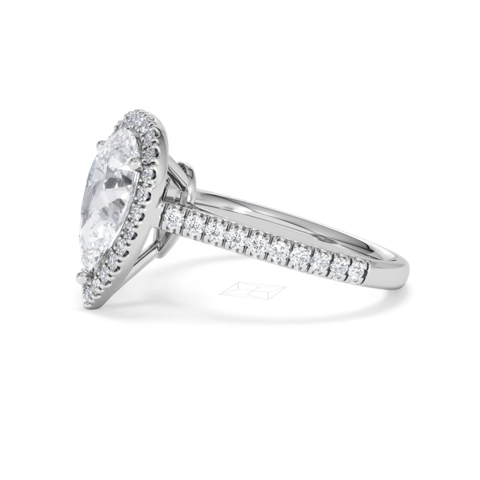 Diana Lab Diamond Pear Halo Engagement Ring 18KW Gold 2.60ct F/VS1