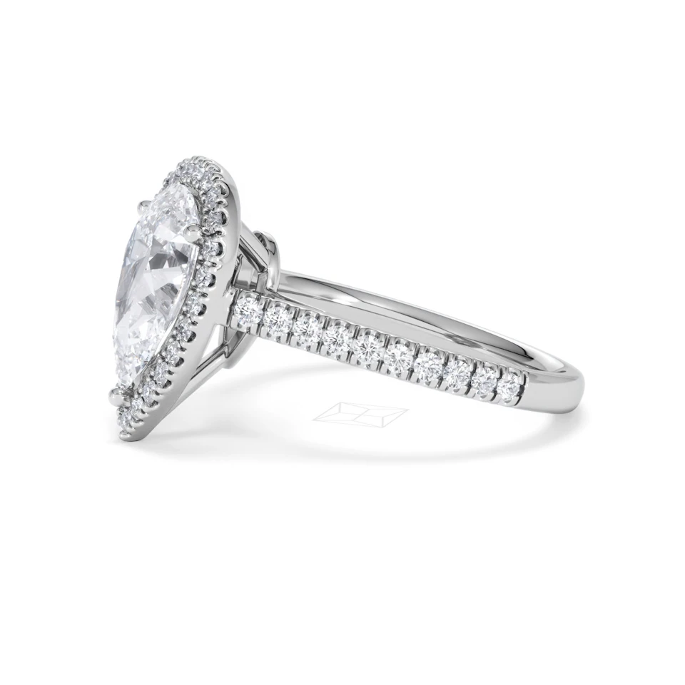 Diana Lab Diamond Pear Halo Engagement Ring Platinum 2.60ct F/VS1