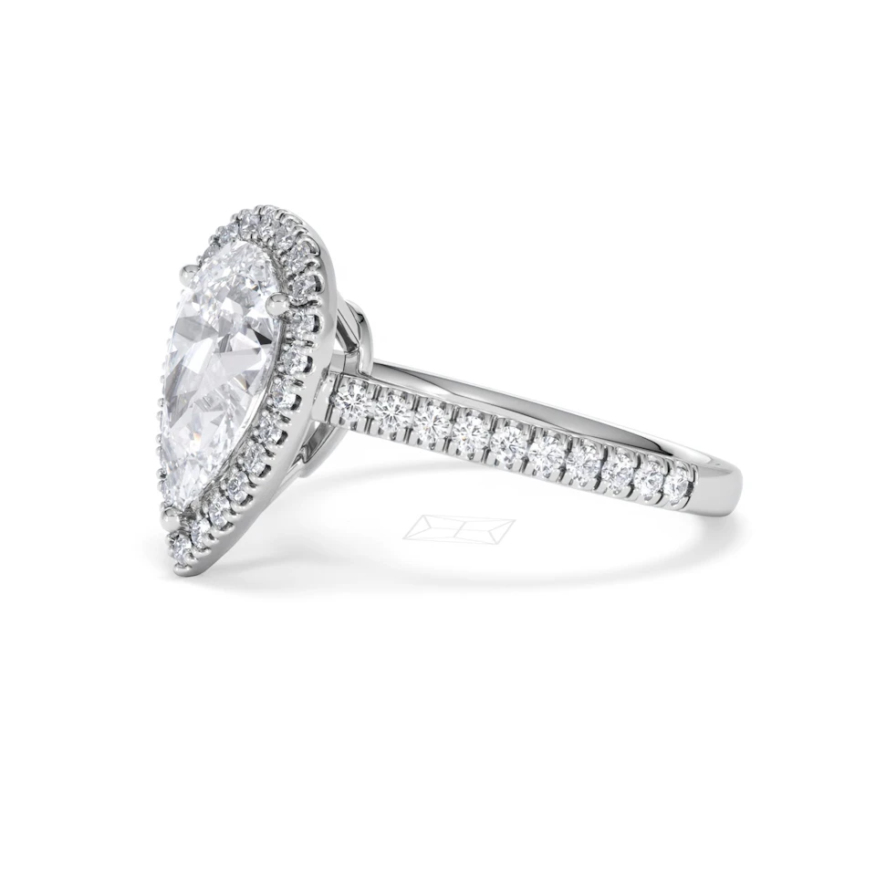 Diana Lab Diamond Pear Halo Engagement Ring Platinum 2.60ct F/VS1