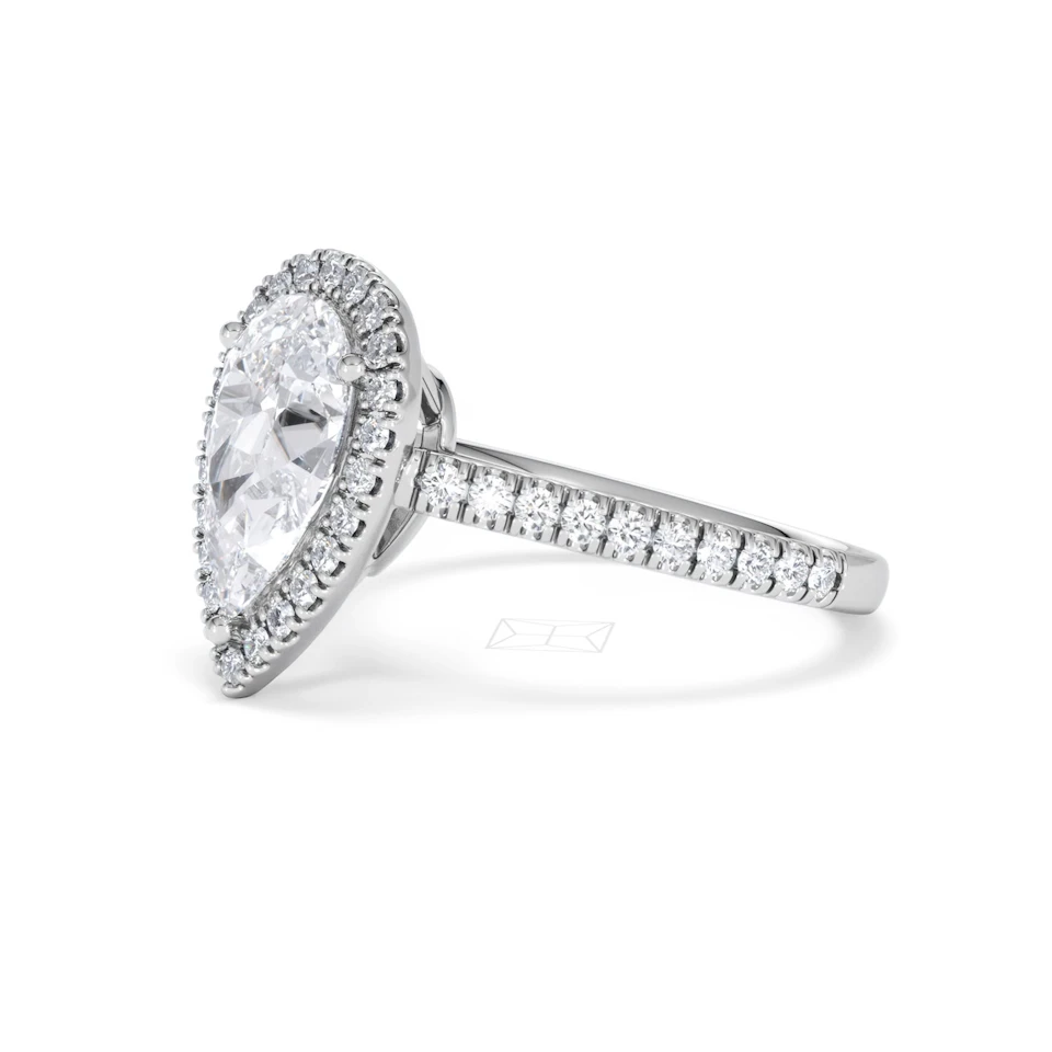 Diana Lab Diamond Pear Halo Engagement Ring 18KW Gold 2.60ct F/VS1
