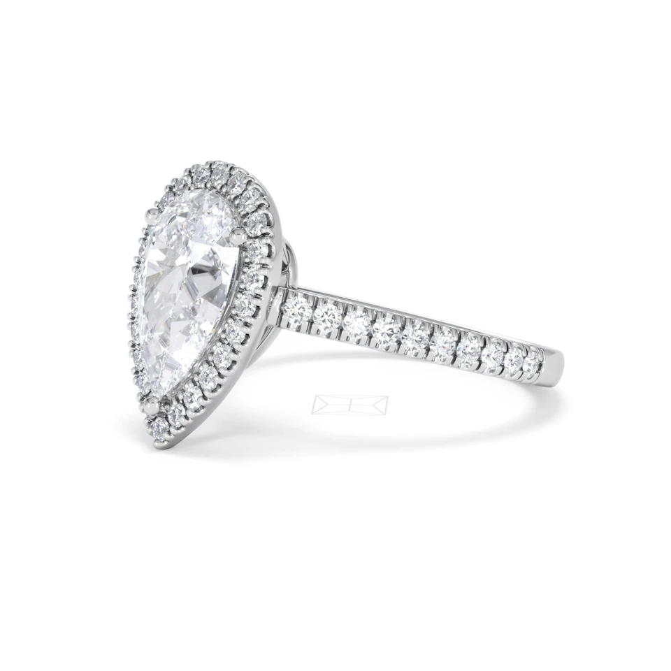 Diana Lab Diamond Pear Halo Engagement Ring 18KW Gold 2.60ct F/VS1