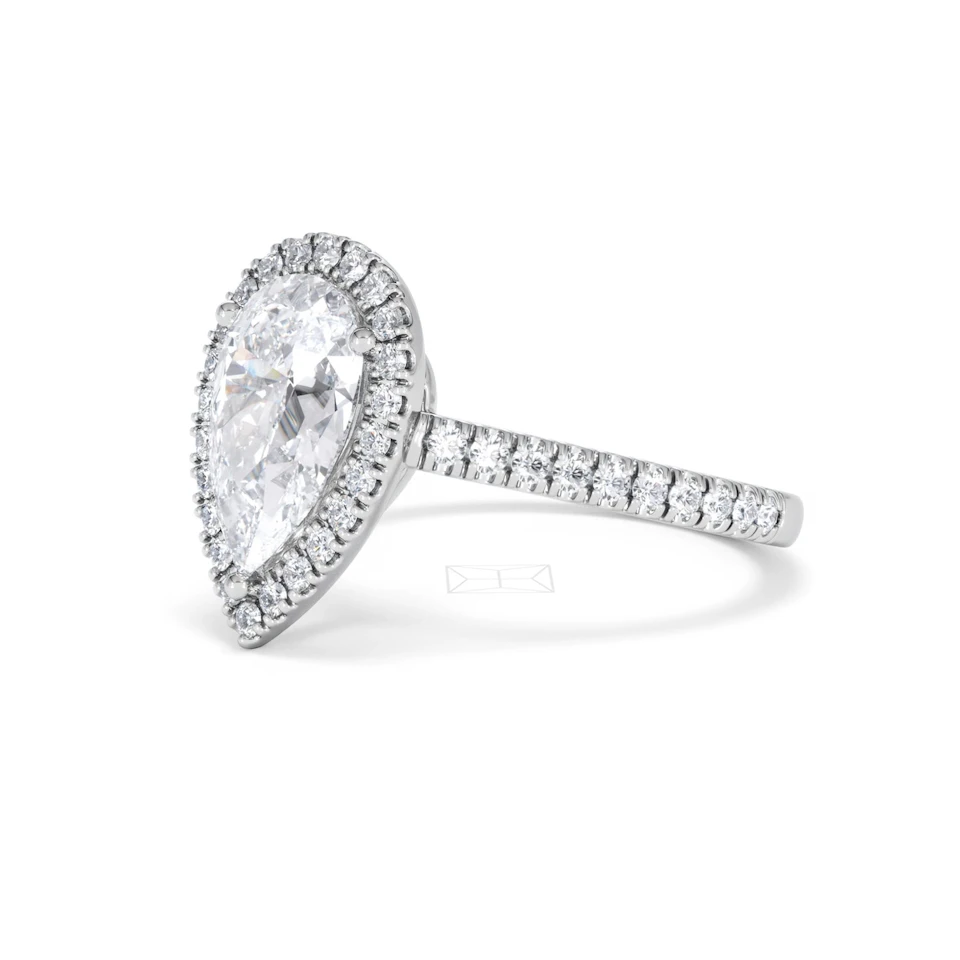 Diana Lab Diamond Pear Halo Engagement Ring 18KW Gold 2.60ct F/VS1