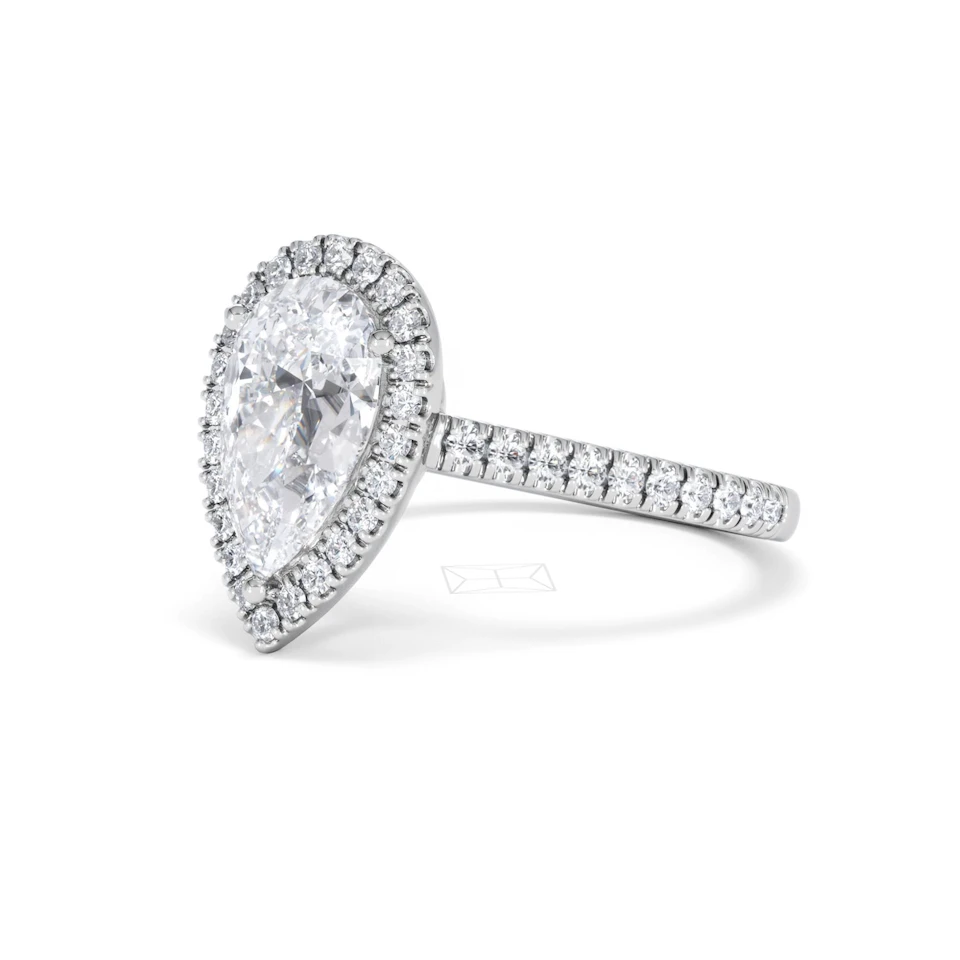 Diana Lab Diamond Pear Halo Engagement Ring Platinum 2.60ct F/VS1
