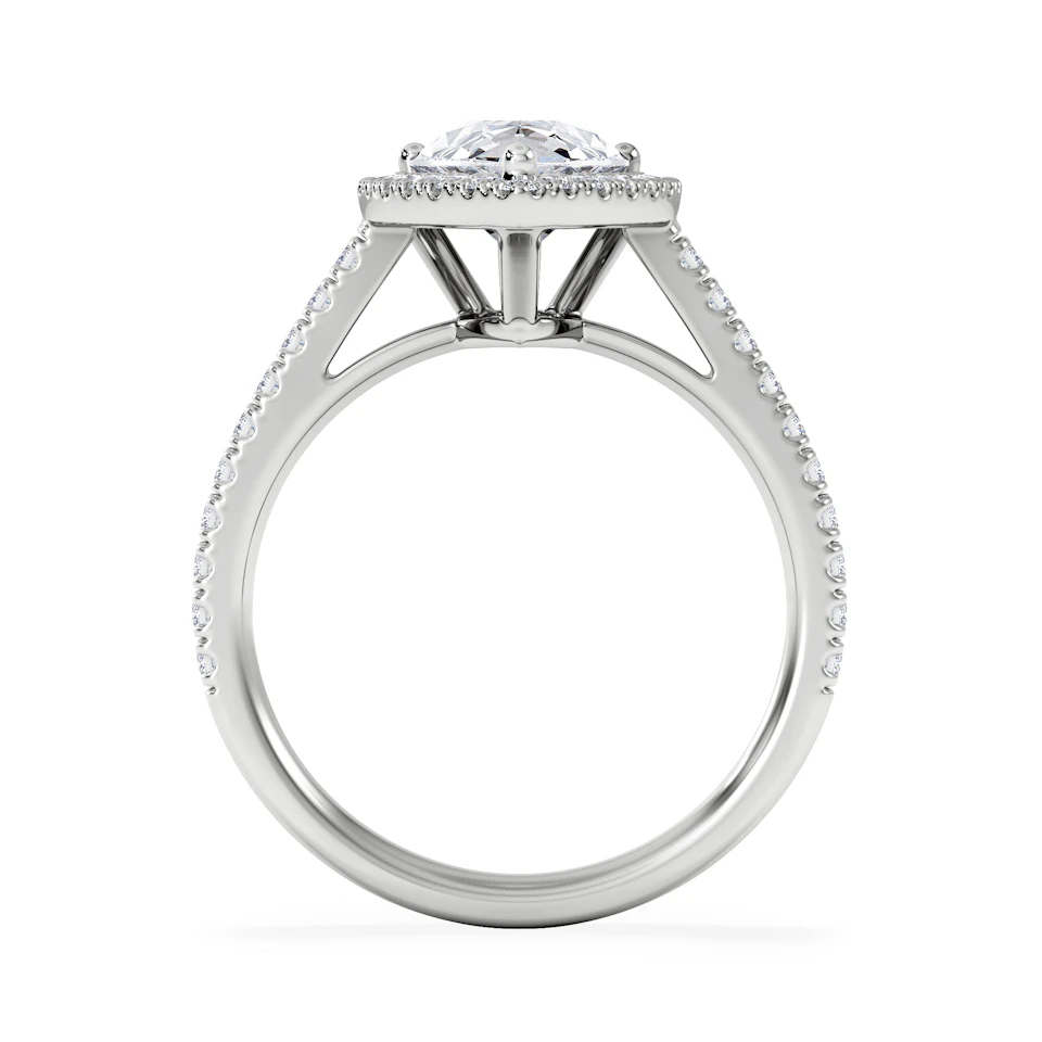 Diana Lab Diamond Pear Halo Engagement Ring 18KW Gold 2.60ct F/VS1
