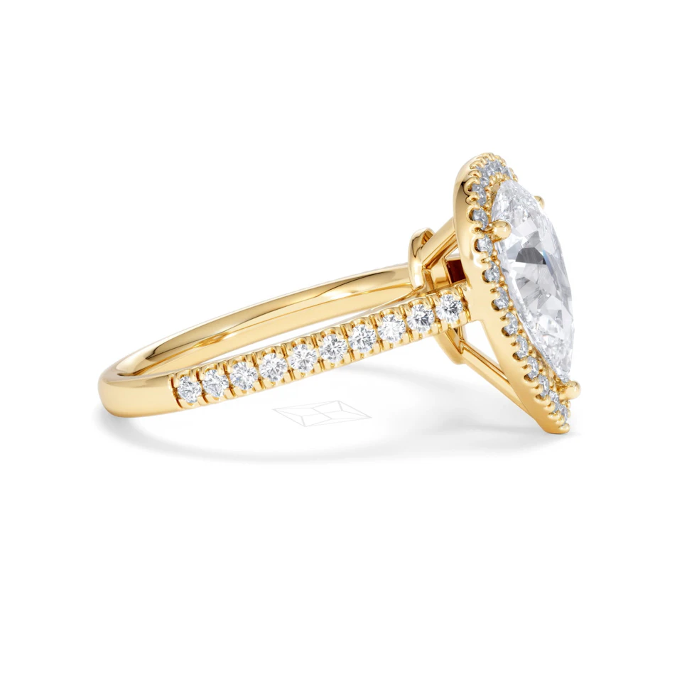 Diana Lab Diamond Pear Halo Engagement Ring in 18K Gold 2.60ct F/VS1