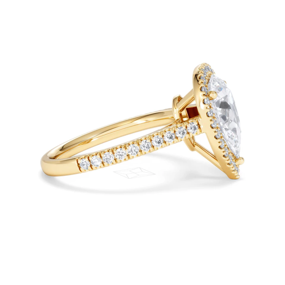 Diana Lab Diamond Pear Halo Engagement Ring in 18K Gold 2.60ct F/VS1