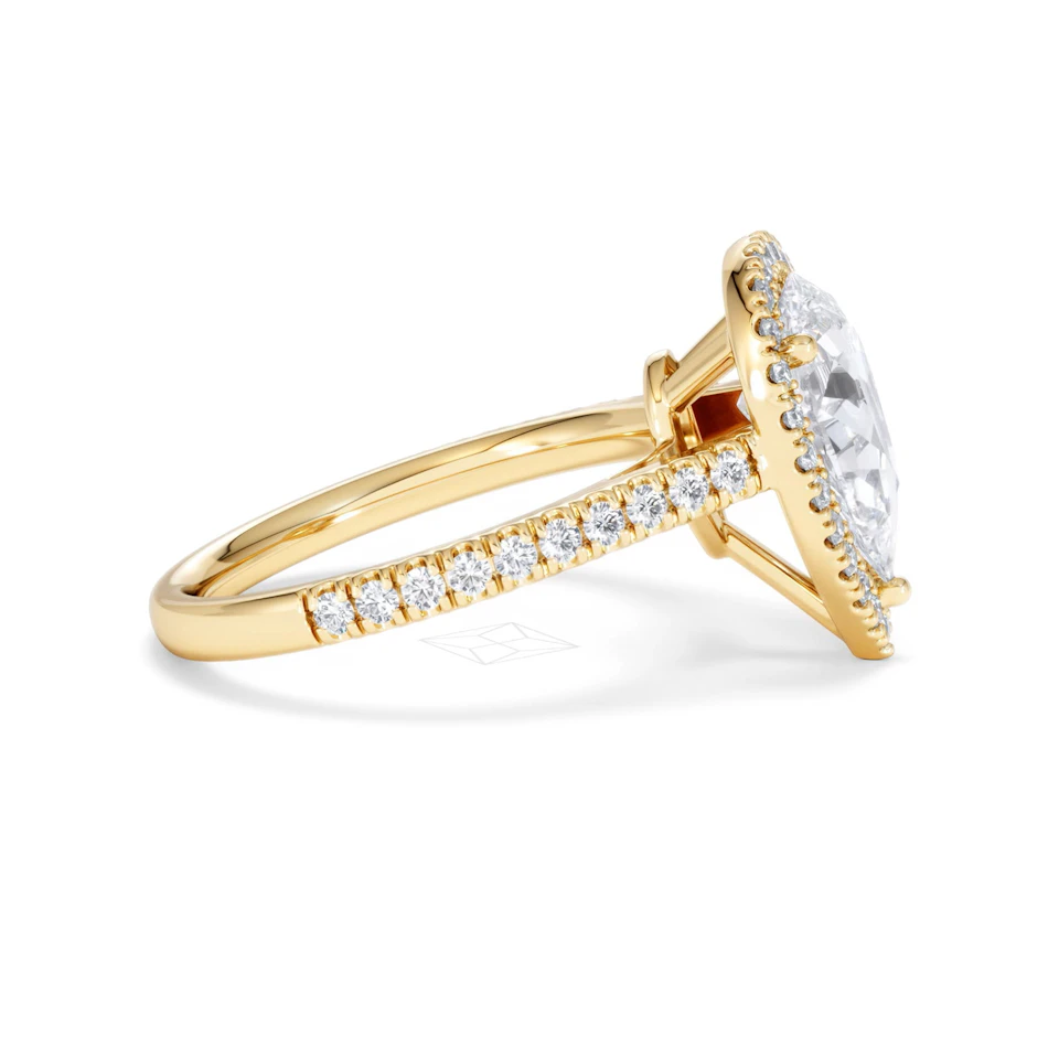 Diana Lab Diamond Pear Halo Engagement Ring in 18K Gold 2.60ct F/VS1