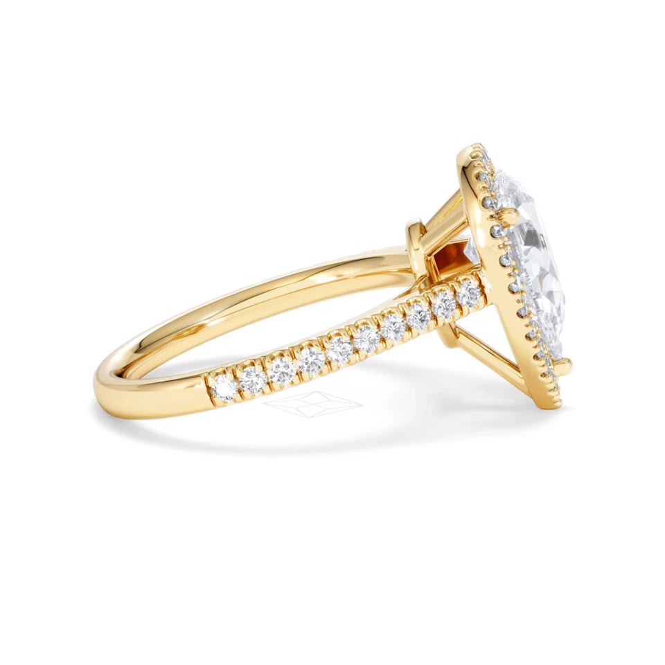 Diana Lab Diamond Pear Halo Engagement Ring in 18K Gold 2.60ct F/VS1