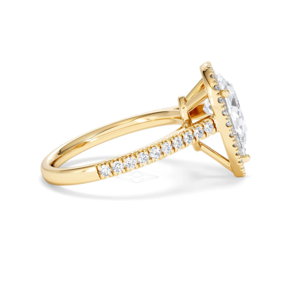 Diana Lab Diamond Pear Halo Engagement Ring in 18K Gold 2.60ct F/VS1