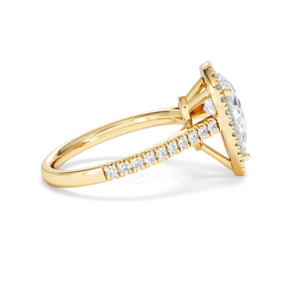 Diana Lab Diamond Pear Halo Engagement Ring in 18K Gold 2.60ct F/VS1