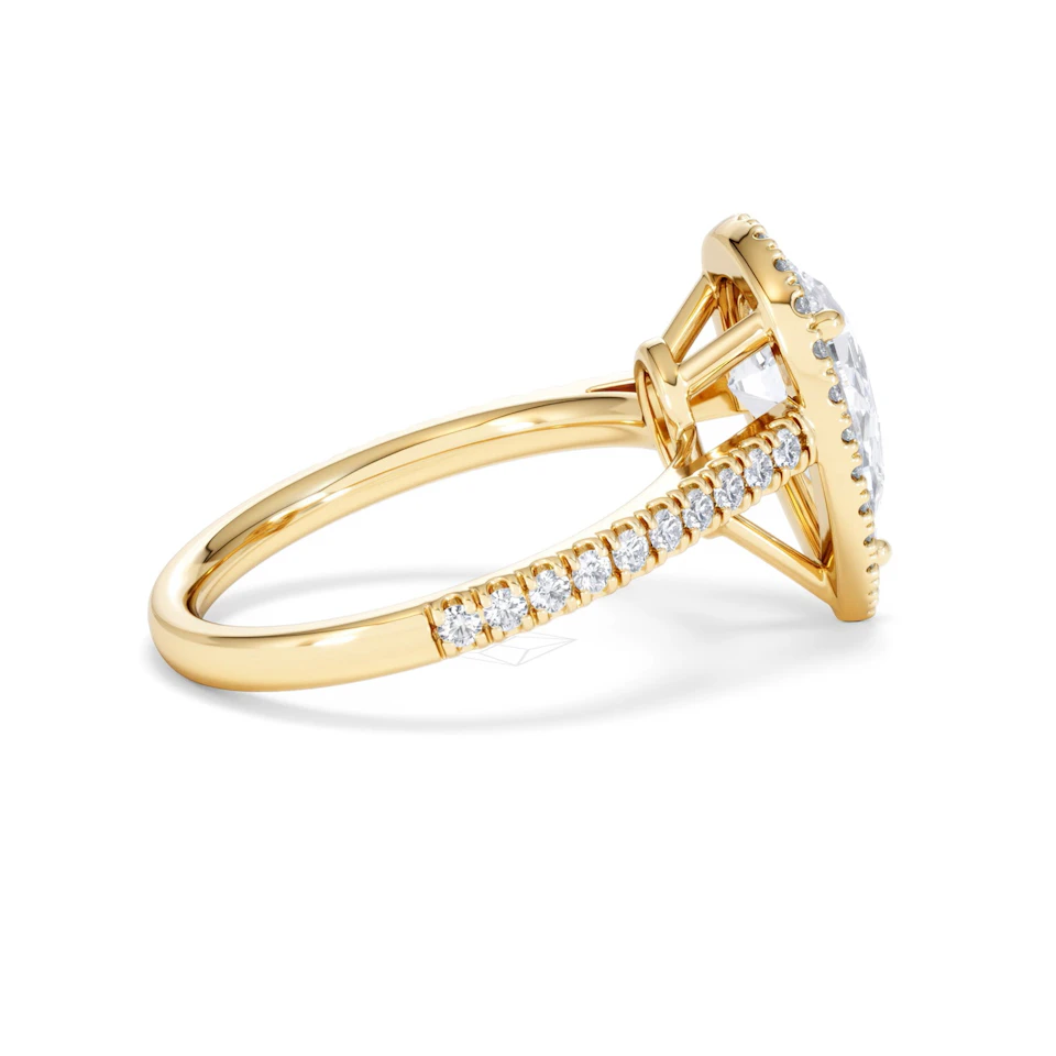 Diana Lab Diamond Pear Halo Engagement Ring in 18K Gold 2.60ct F/VS1