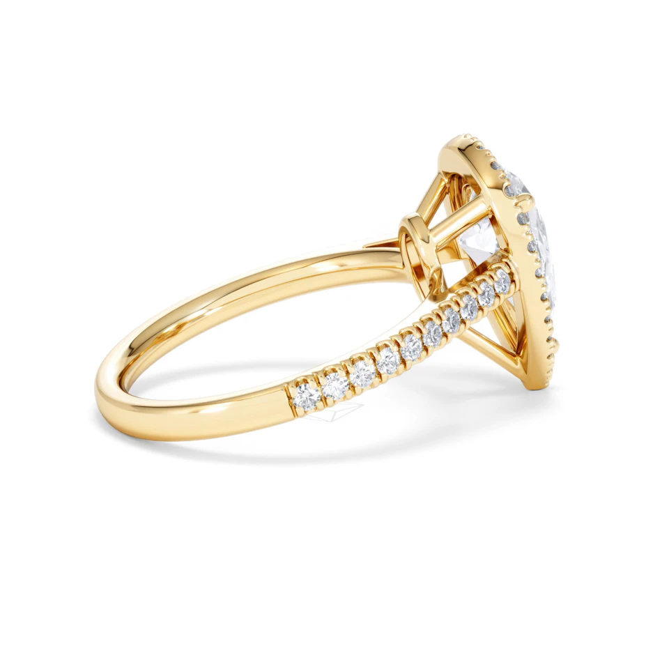 Diana Lab Diamond Pear Halo Engagement Ring in 18K Gold 2.60ct F/VS1