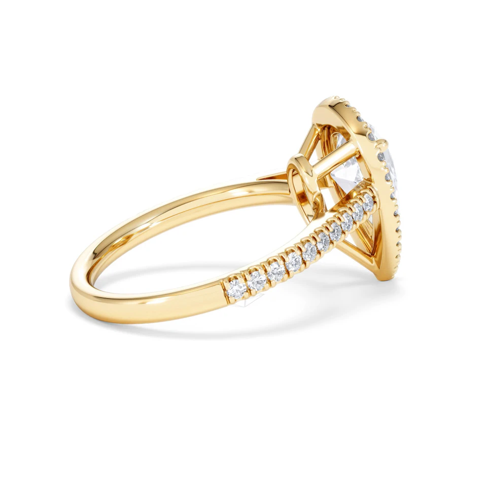 Diana Lab Diamond Pear Halo Engagement Ring in 18K Gold 2.60ct F/VS1