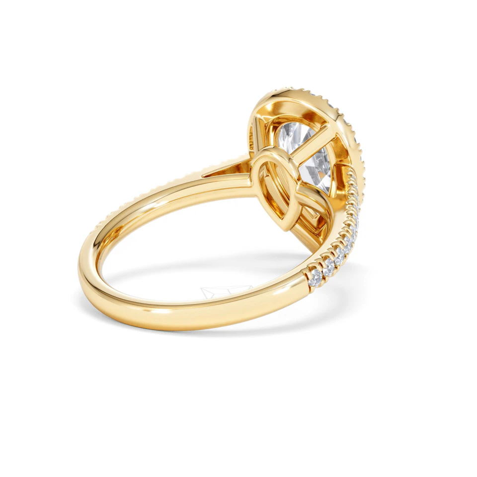 Diana Lab Diamond Pear Halo Engagement Ring in 18K Gold 2.60ct F/VS1