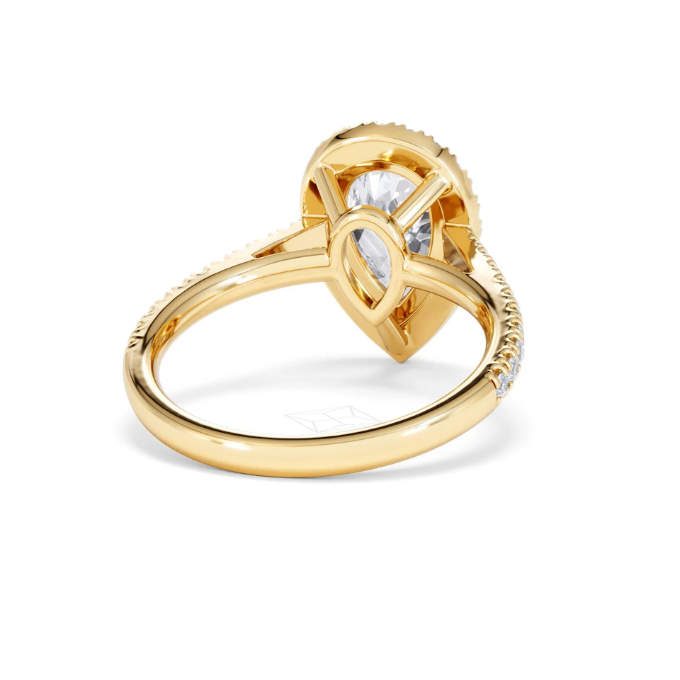 Diana Lab Diamond Pear Halo Engagement Ring in 18K Gold 2.60ct F/VS1