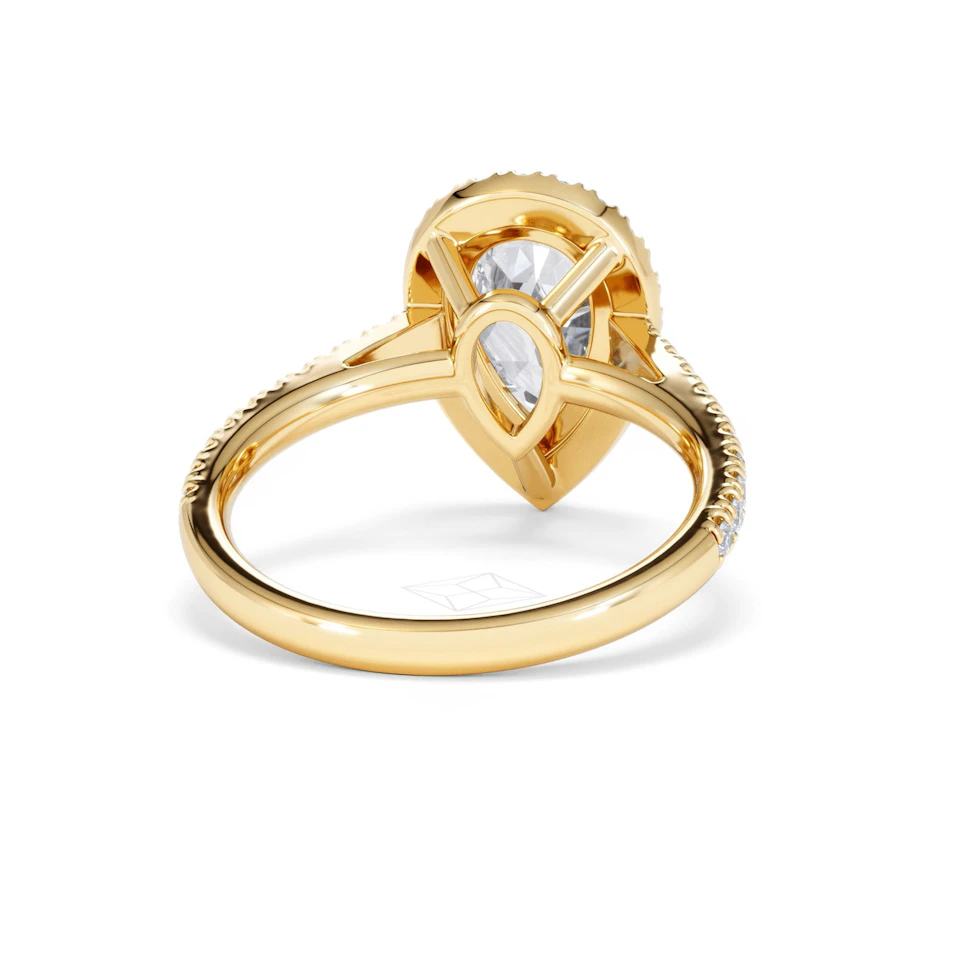 Diana Lab Diamond Pear Halo Engagement Ring in 18K Gold 2.60ct F/VS1