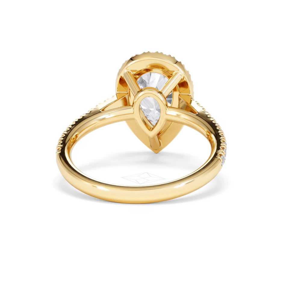 Diana Lab Diamond Pear Halo Engagement Ring in 18K Gold 2.60ct F/VS1