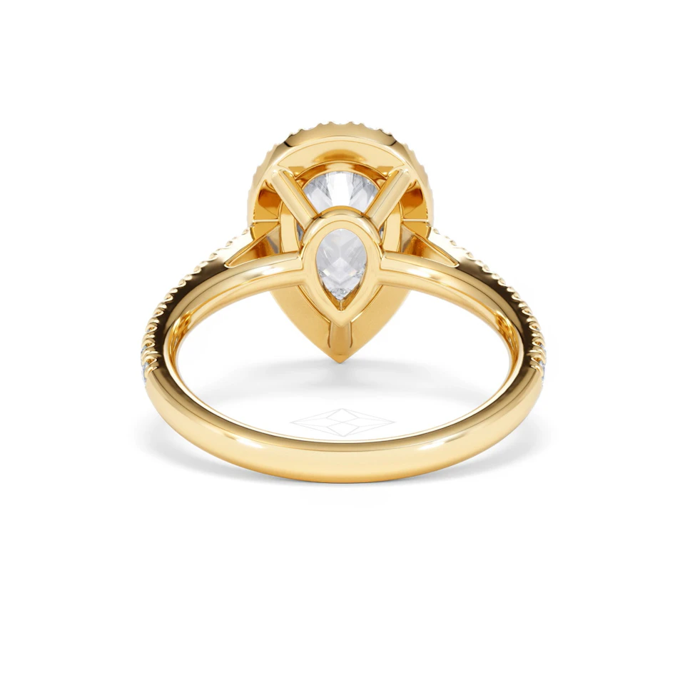 Diana Lab Diamond Pear Halo Engagement Ring in 18K Gold 2.60ct F/VS1