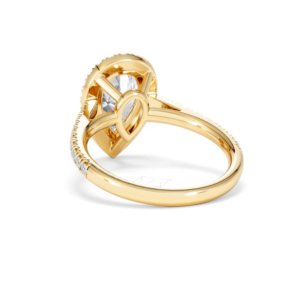 Diana Lab Diamond Pear Halo Engagement Ring in 18K Gold 2.60ct F/VS1