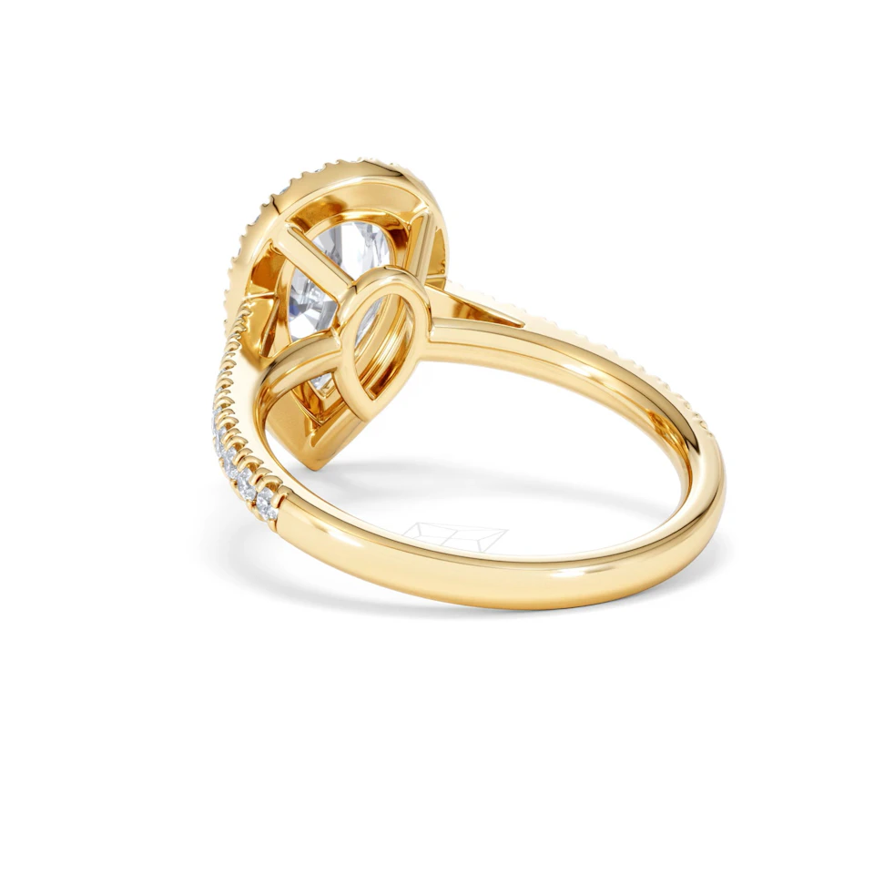 Diana Lab Diamond Pear Halo Engagement Ring in 18K Gold 2.60ct F/VS1