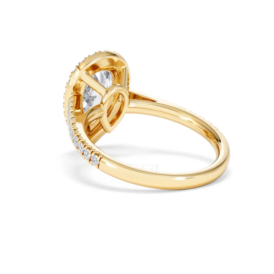 Diana Lab Diamond Pear Halo Engagement Ring in 18K Gold 2.60ct F/VS1