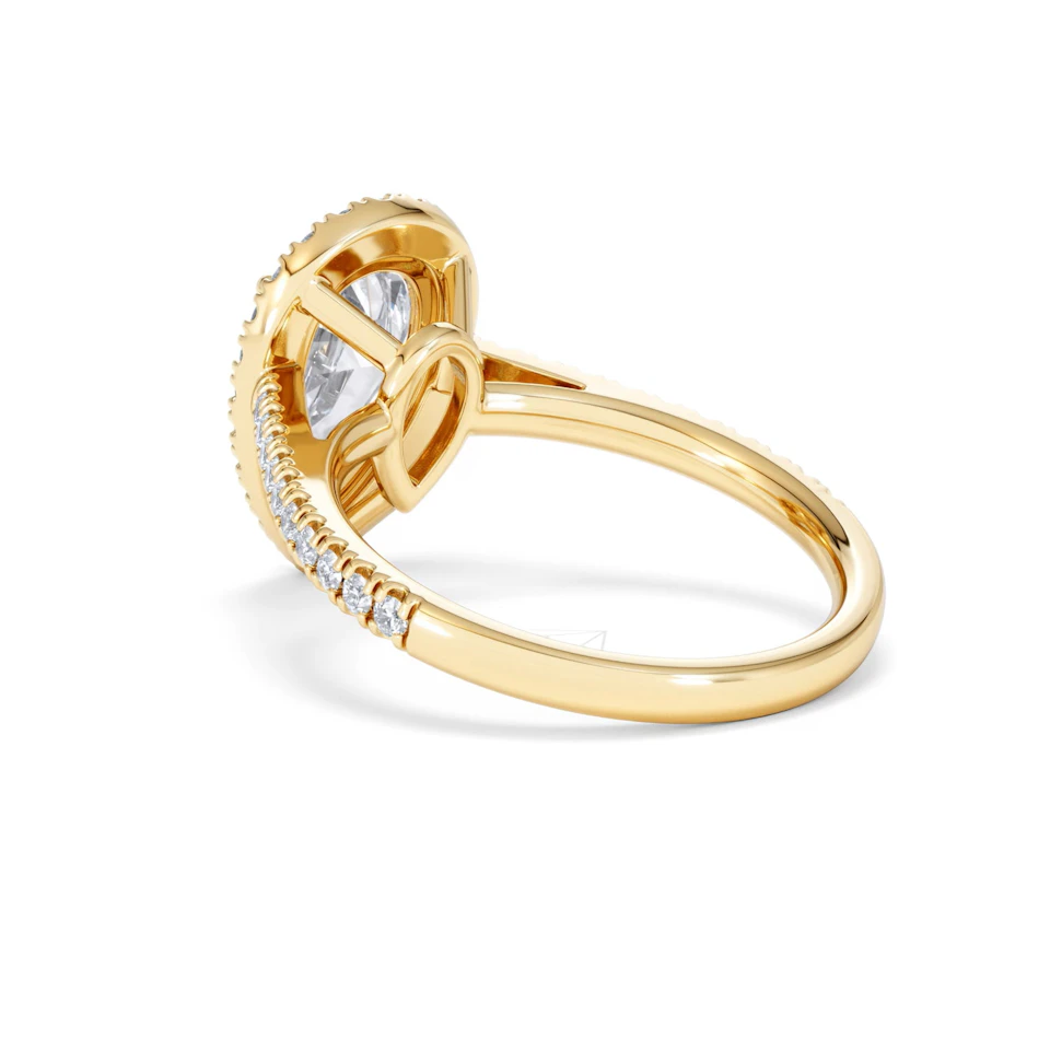Diana Lab Diamond Pear Halo Engagement Ring in 18K Gold 2.60ct F/VS1