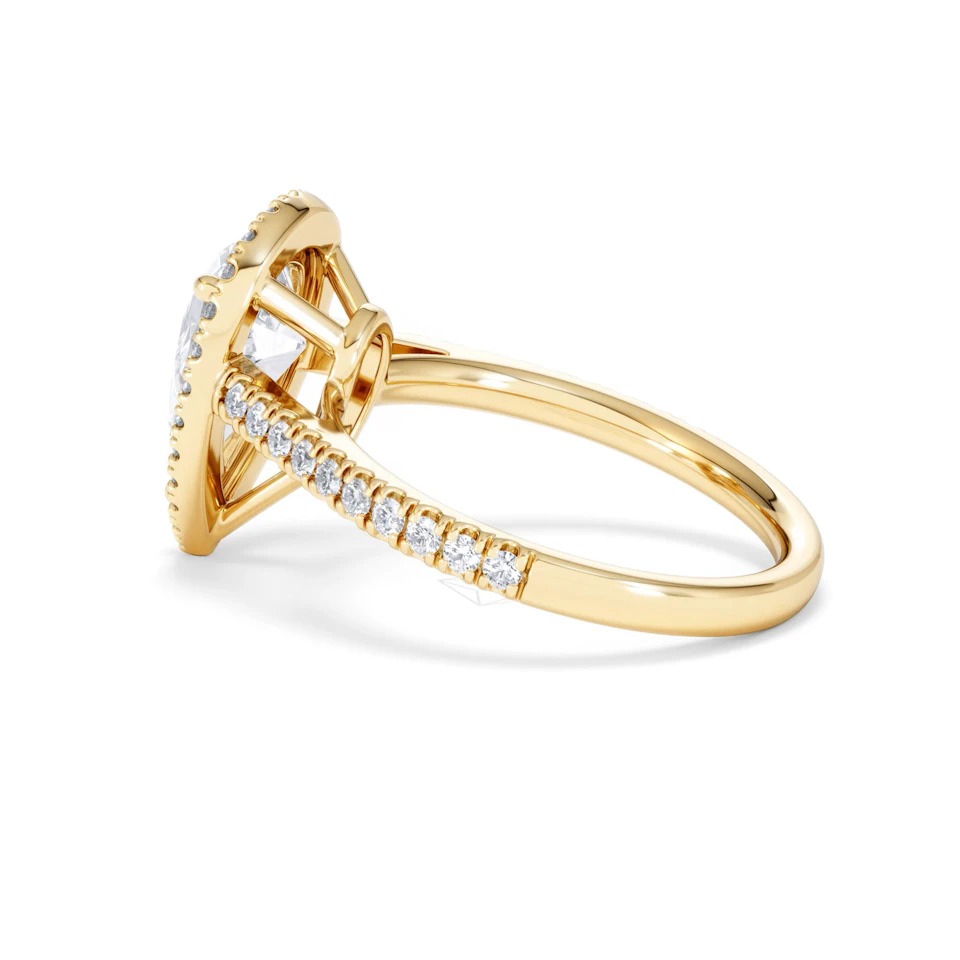 Diana Lab Diamond Pear Halo Engagement Ring in 18K Gold 2.60ct F/VS1