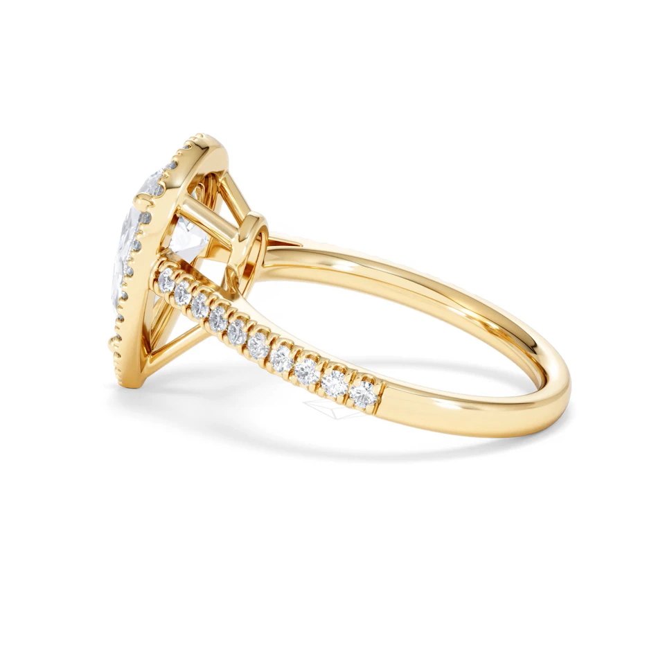 Diana Lab Diamond Pear Halo Engagement Ring in 18K Gold 2.60ct F/VS1