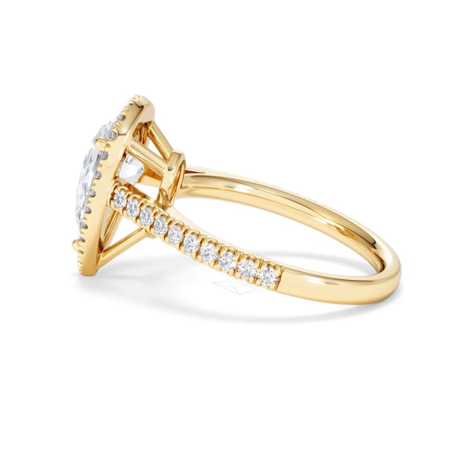 Diana Lab Diamond Pear Halo Engagement Ring in 18K Gold 2.60ct F/VS1