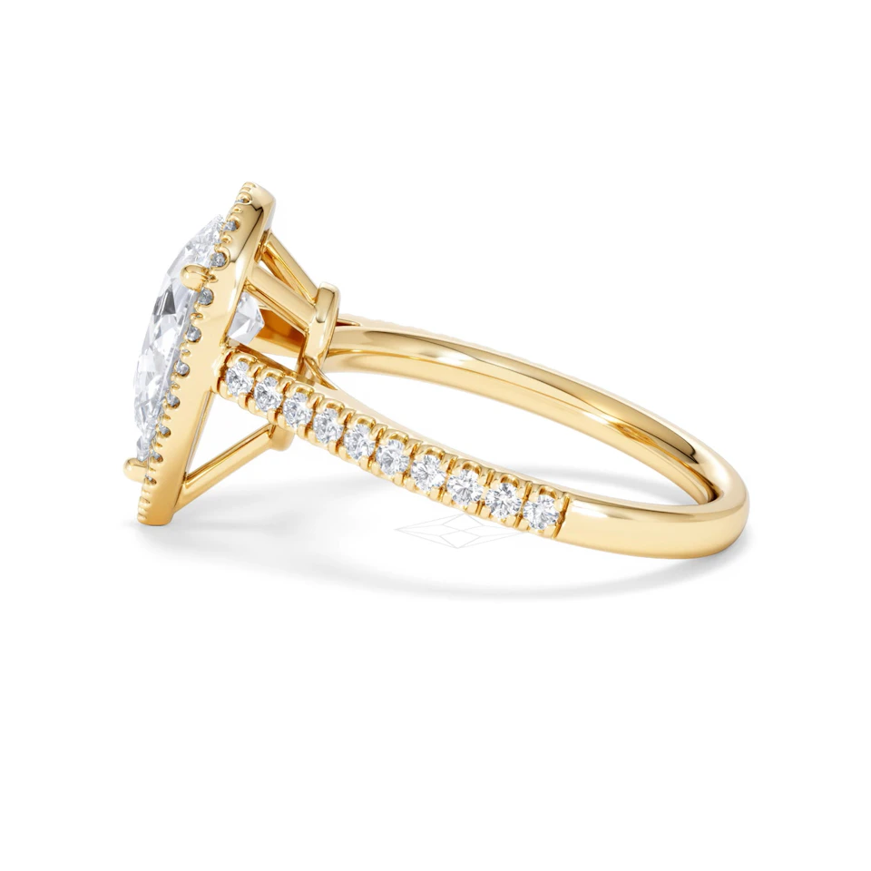 Diana Lab Diamond Pear Halo Engagement Ring in 18K Gold 2.60ct F/VS1