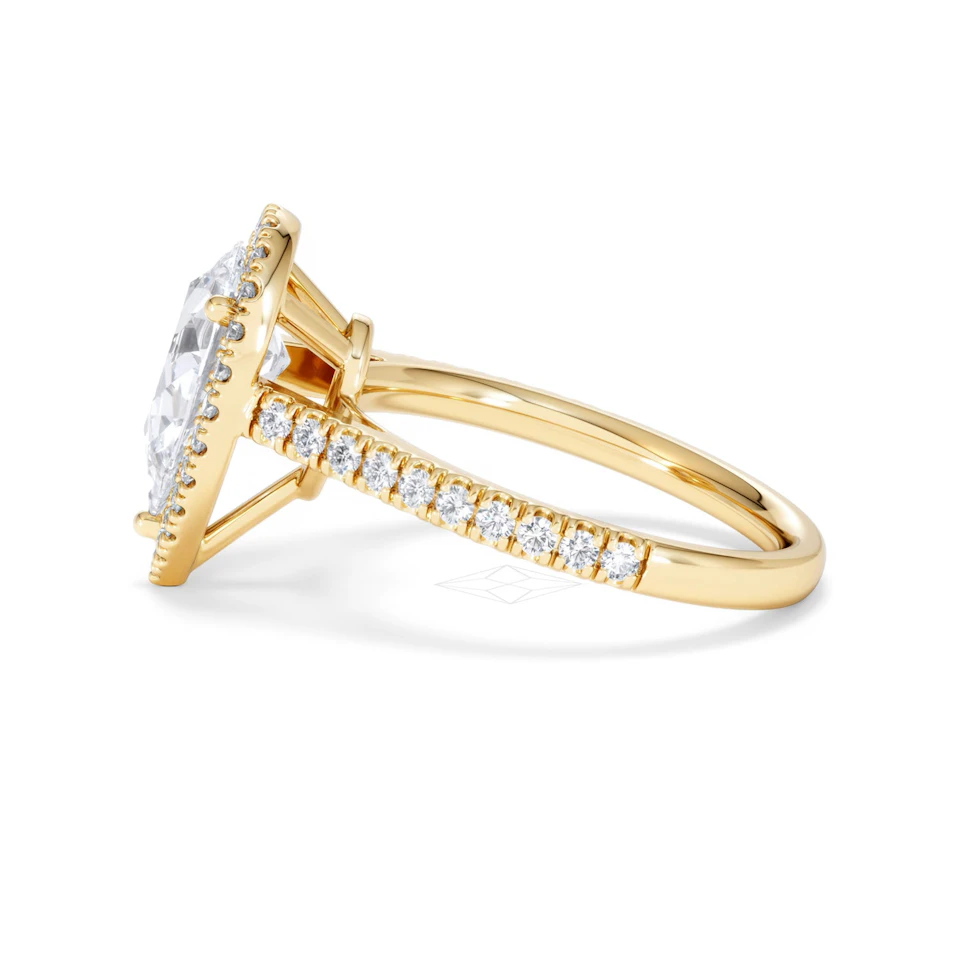 Diana Lab Diamond Pear Halo Engagement Ring in 18K Gold 2.60ct F/VS1