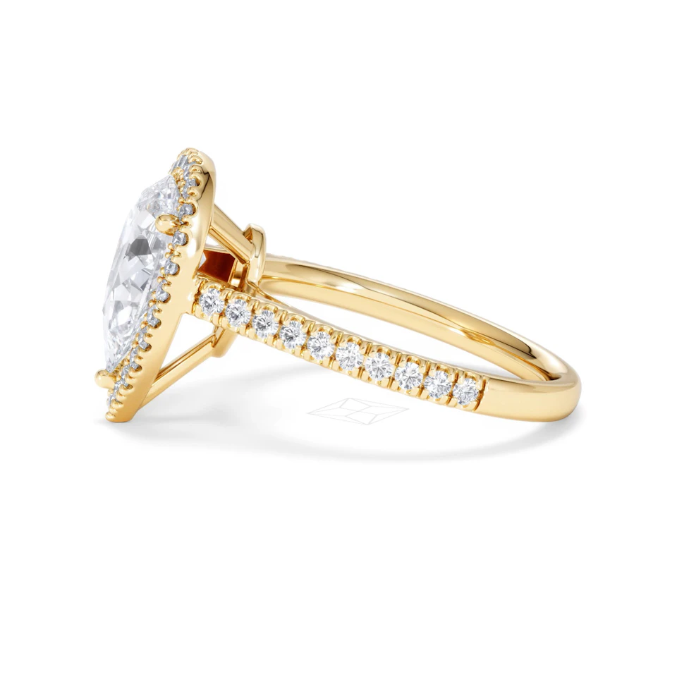 Diana Lab Diamond Pear Halo Engagement Ring in 18K Gold 2.60ct F/VS1