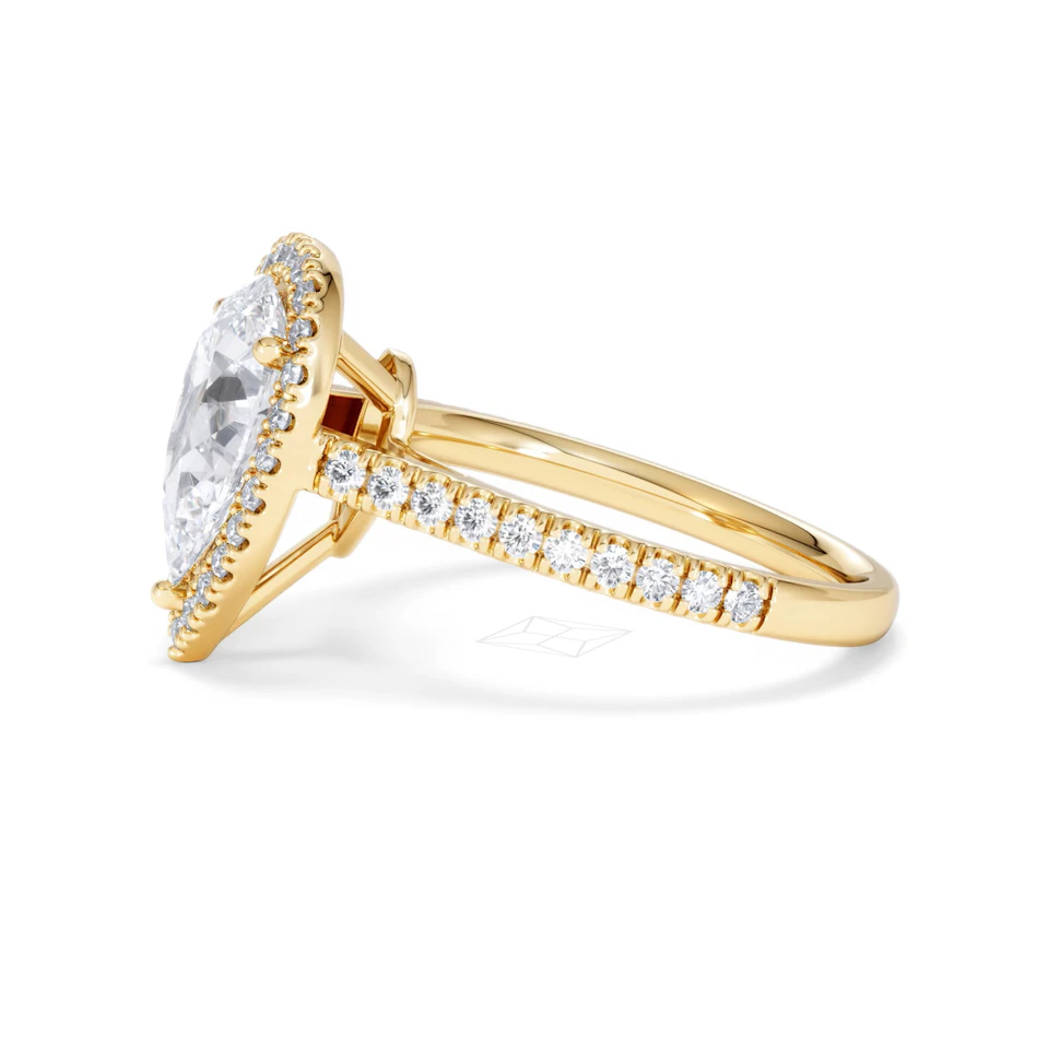 Diana Lab Diamond Pear Halo Engagement Ring in 18K Gold 2.60ct F/VS1