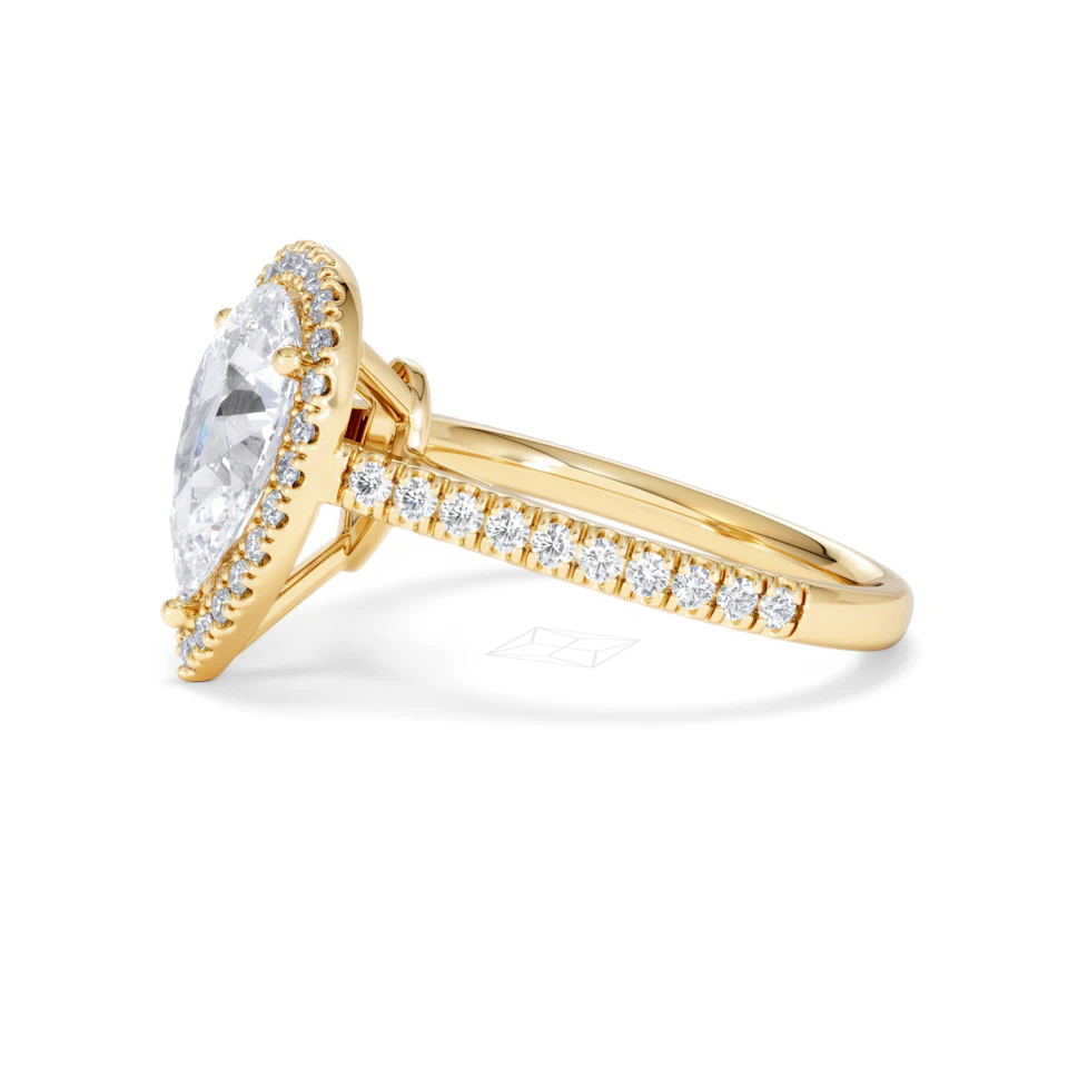 Diana Lab Diamond Pear Halo Engagement Ring in 18K Gold 2.60ct F/VS1