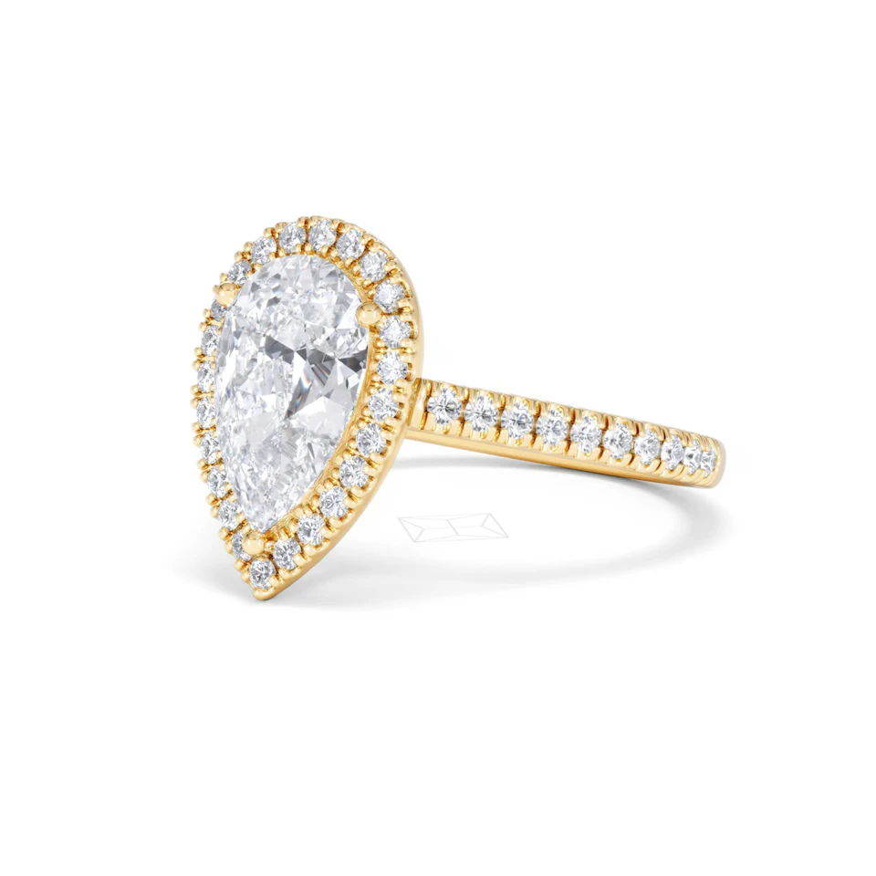Diana Lab Diamond Pear Halo Engagement Ring in 18K Gold 2.60ct F/VS1