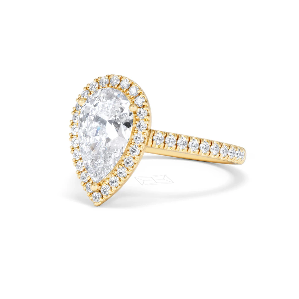 Diana Lab Diamond Pear Halo Engagement Ring in 18K Gold 2.60ct F/VS1