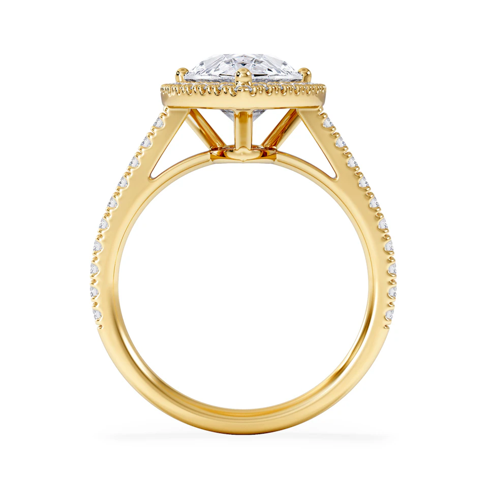 Diana 3.60ct Lab Diamond Pear Cut Engagement Ring in 18K Yellow Gold G/VS1
