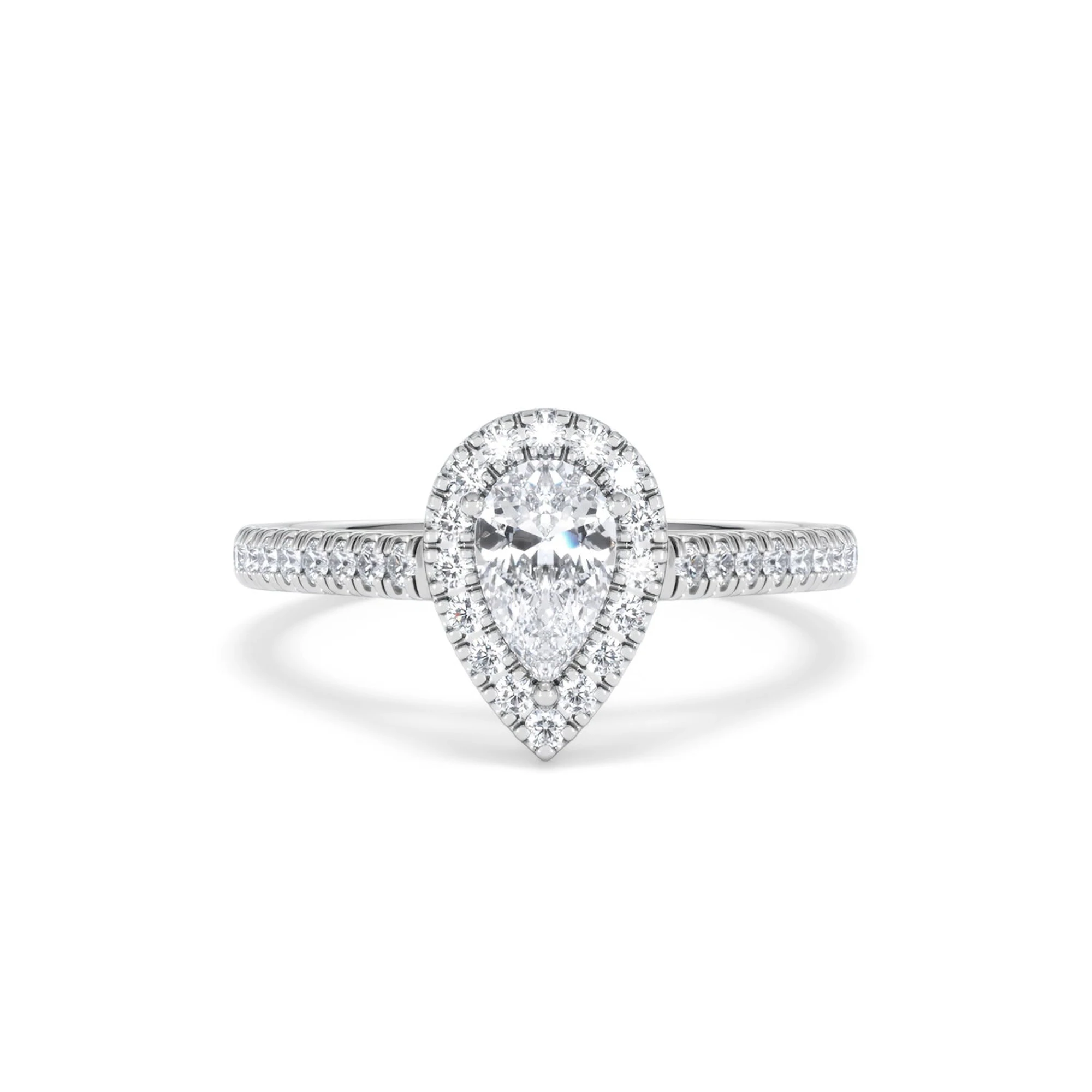 Diana Lab Diamond Pear Halo Engagement Ring Platinum 1ct F/VS1