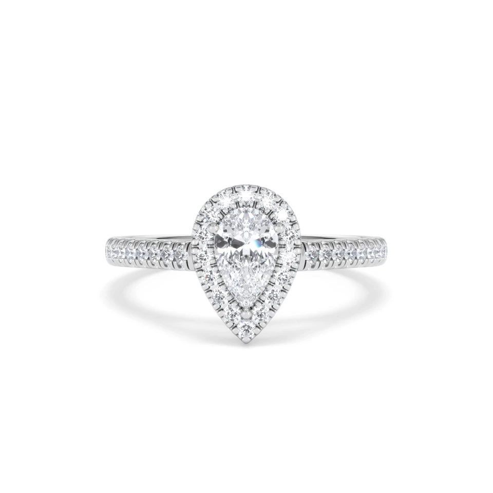 Diana Diamond Pear Halo Engagement Ring 18KW Gold 1ct G/VS2