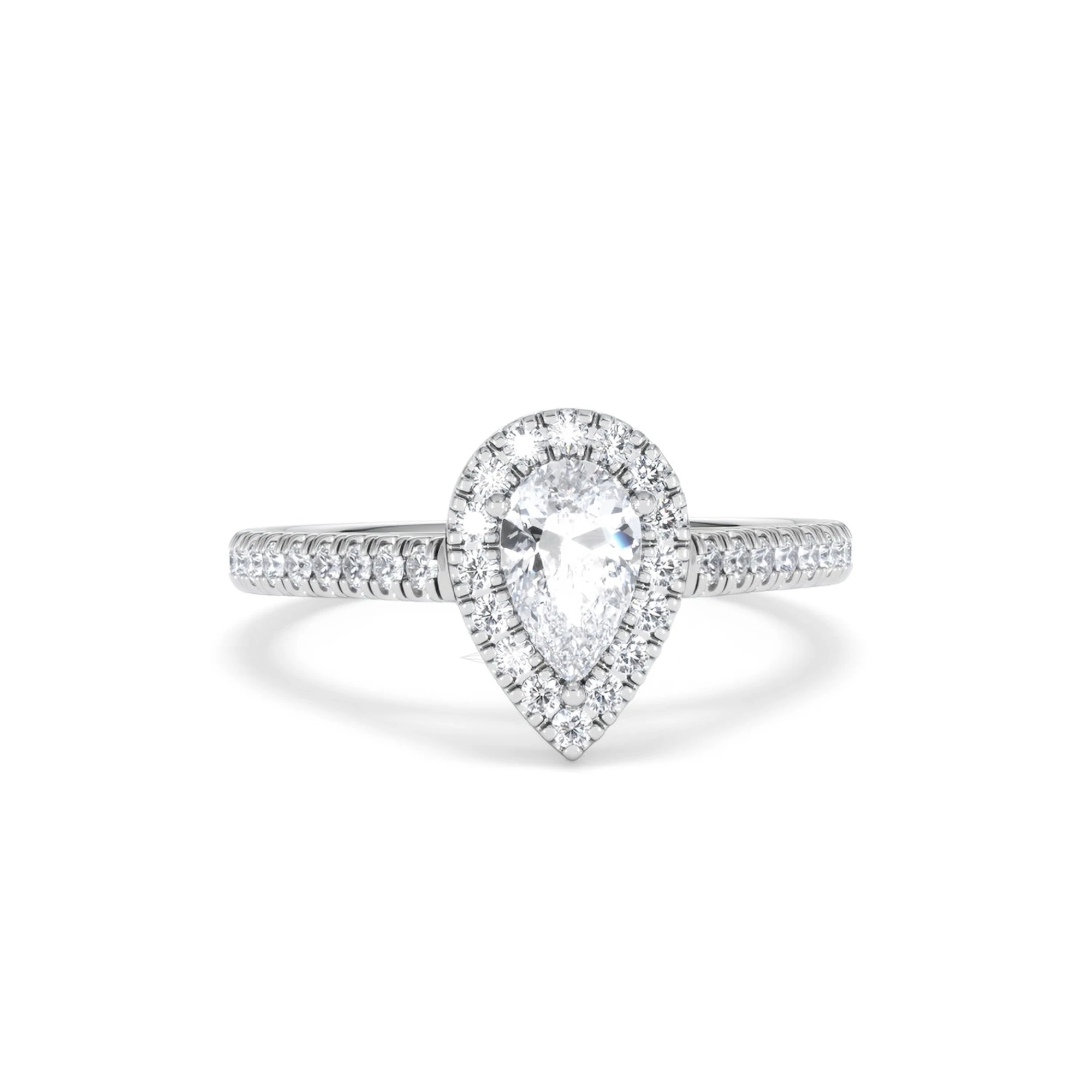 Diana Lab Diamond Pear Halo Engagement Ring Platinum 1ct F/VS1